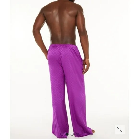 Savage X Fenty Mens Purple Lounge Set Smoking Jacket Pants XL New Satin Luxe - Picture 4 of 12
